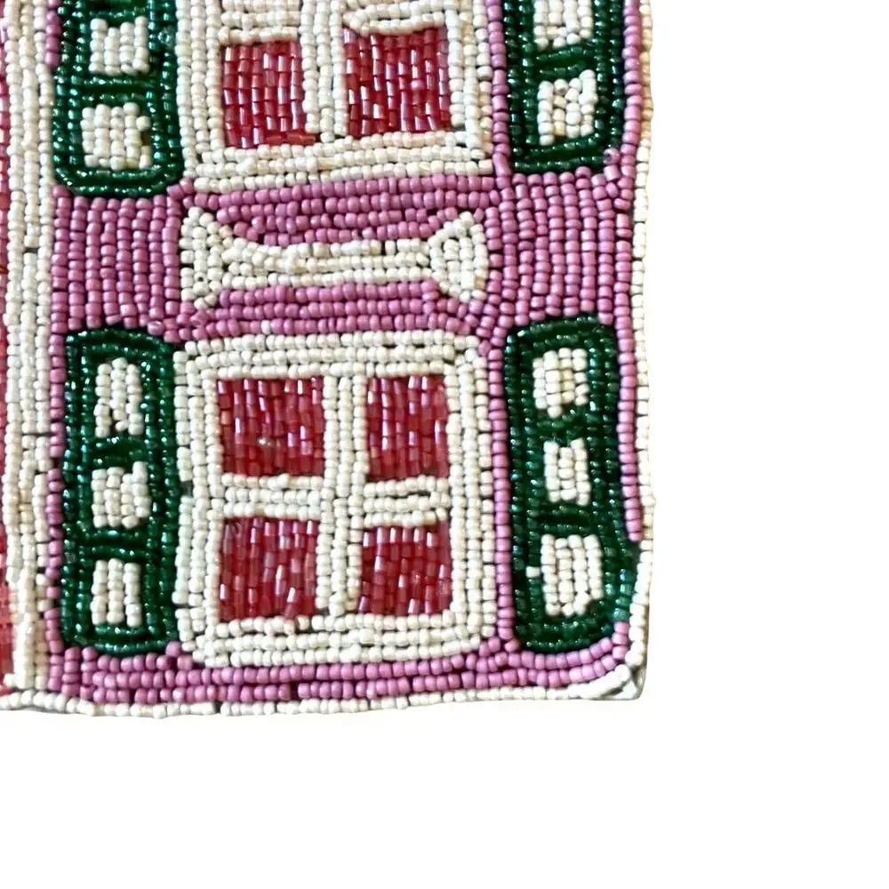 Tiramisu Pink Gingerbread Beaded Placemat 12x15 Christmas Holiday Decor New